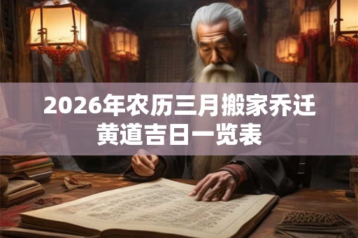 2026年农历三月搬家乔迁黄道吉日一览表