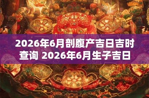 2026年6月剖腹产吉日吉时查询 2026年6月生子吉日！
