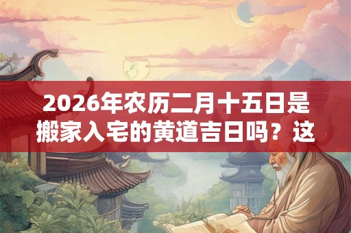 2026年农历二月十五日是搬家入宅的黄道吉日吗？这天入住新房好不好？