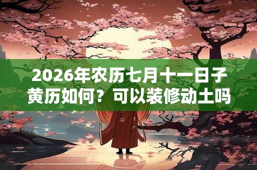 2026年农历七月十一日子黄历如何？可以装修动土吗？