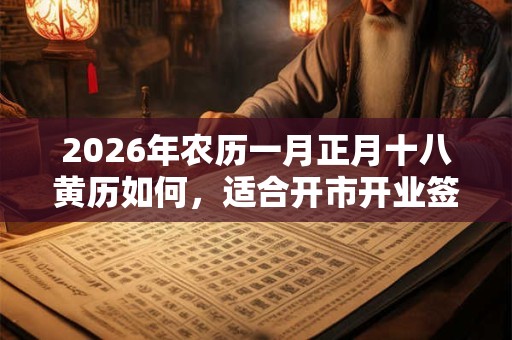 2026年农历一月正月十八黄历如何，适合开市开业签约吗？