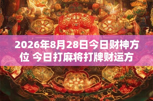 2026年8月28日今日财神方位 今日打麻将打牌财运方位！