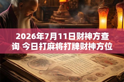 2026年7月11日财神方查询 今日打麻将打牌财神方位！