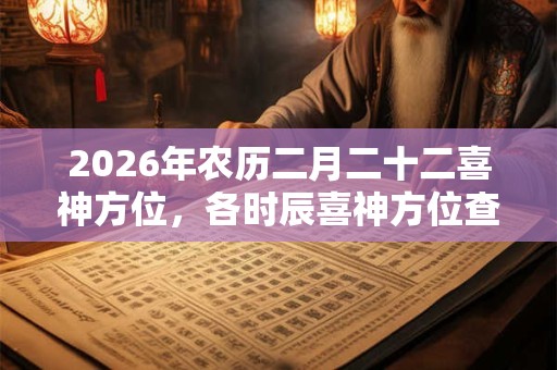 2026年农历二月二十二喜神方位，各时辰喜神方位查询一览