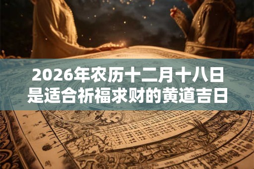 2026年农历十二月十八日是适合祈福求财的黄道吉日吗？