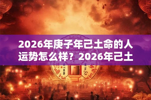 2026年庚子年己土命的人运势怎么样？2026年己土日主运势