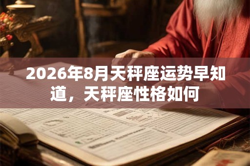 2026年8月天秤座运势早知道，天秤座性格如何