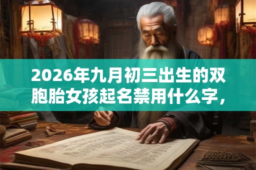 2026年九月初三出生的双胞胎女孩起名禁用什么字，五行属什么