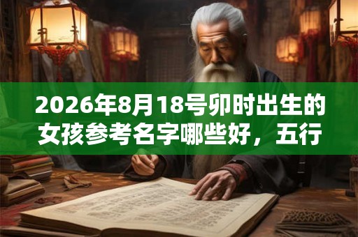 2026年8月18号卯时出生的女孩参考名字哪些好，五行属什么