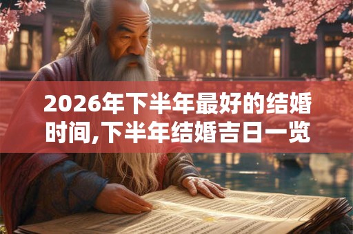 2026年下半年最好的结婚时间,下半年结婚吉日一览表！