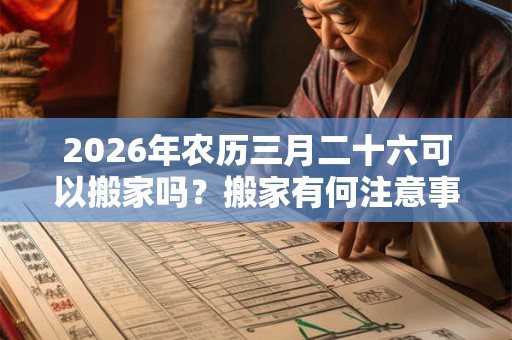 2026年农历三月二十六可以搬家吗？搬家有何注意事项？