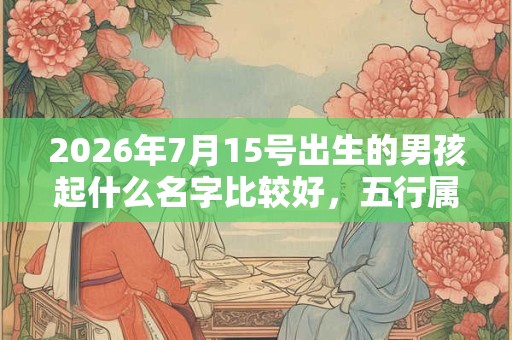 2026年7月15号出生的男孩起什么名字比较好，五行属什么
