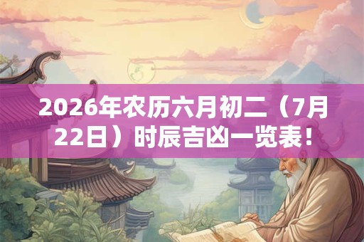 2026年农历六月初二（7月22日）时辰吉凶一览表！