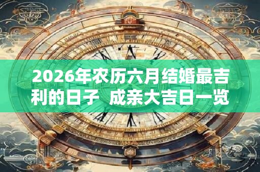 2026年农历六月结婚最吉利的日子  成亲大吉日一览表