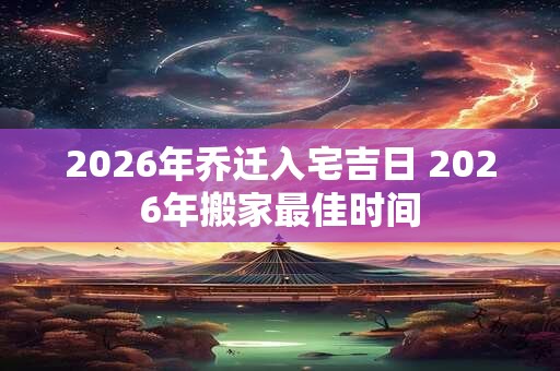 2026年乔迁入宅吉日 2026年搬家最佳时间