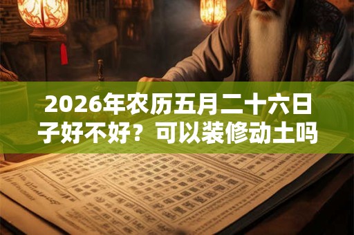 2026年农历五月二十六日子好不好？可以装修动土吗？