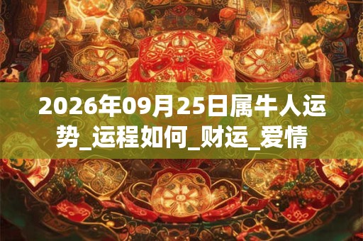 2026年09月25日属牛人运势_运程如何_财运_爱情