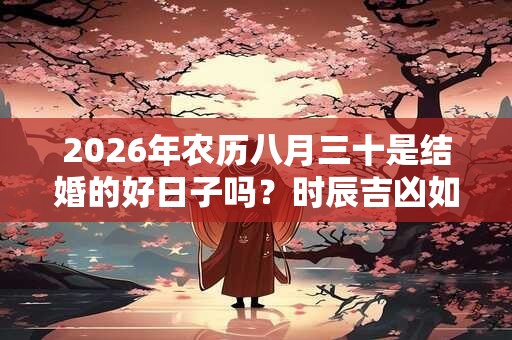 2026年农历八月三十是结婚的好日子吗？时辰吉凶如何？