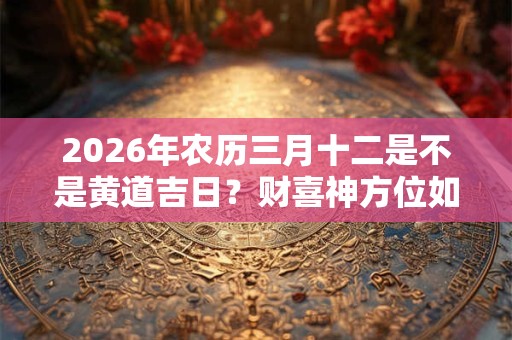 2026年农历三月十二是不是黄道吉日？财喜神方位如何？