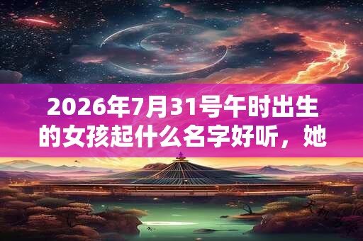 2026年7月31号午时出生的女孩起什么名字好听，她的五行是什么？