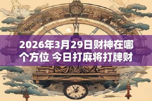 2026年3月29日财神在哪个方位 今日打麻将打牌财神方位！