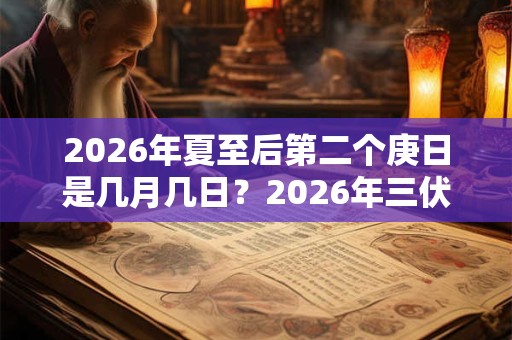 2026年夏至后第二个庚日是几月几日？2026年三伏天开始时间？