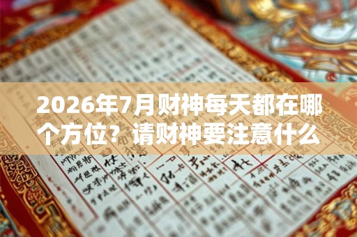 2026年7月财神每天都在哪个方位?请财神要注意什么? 2026年7月财神每天都在哪个方位?请财神要注意什么?