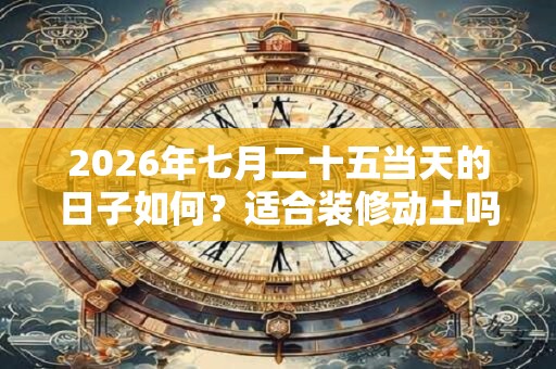 2026年七月二十五当天的日子如何？适合装修动土吗？