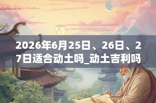2026年6月25日、26日、27日适合动土吗_动土吉利吗