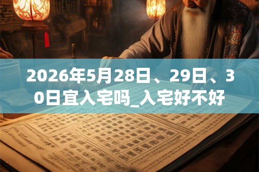 2026年5月28日、29日、30日宜入宅吗_入宅好不好