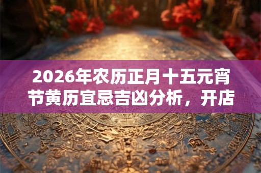 2026年农历正月十五元宵节黄历宜忌吉凶分析，开店开业好吗？