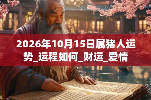 2026年10月15日属猪人运势_运程如何_财运_爱情