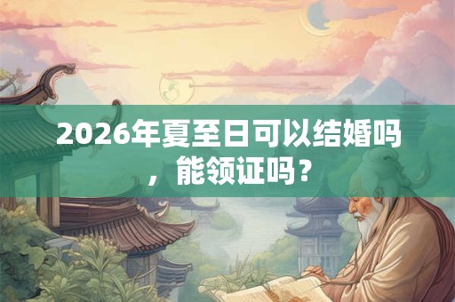 2026年夏至日可以结婚吗，能领证吗？