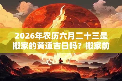 2026年农历六月二十三是搬家的黄道吉日吗？搬家前要做什么？