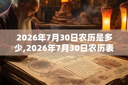 2026年7月30日农历是多少,2026年7月30日农历表