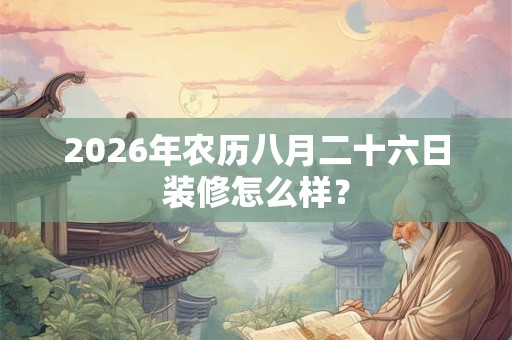 2026年农历八月二十六日装修怎么样？