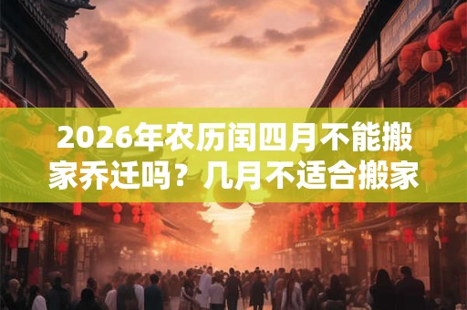 2026年农历闰四月不能搬家乔迁吗？几月不适合搬家？