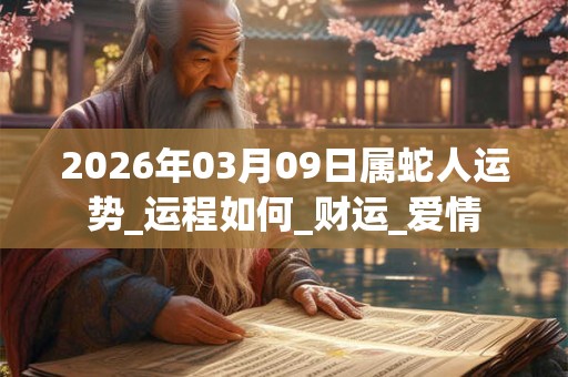 2026年03月09日属蛇人运势_运程如何_财运_爱情