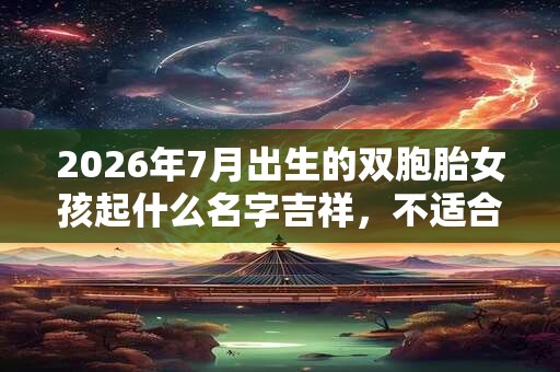 2026年7月出生的双胞胎女孩起什么名字吉祥,不适合用哪些字。 2026年7月出生的双胞胎女孩起什么名字吉祥,不适合用哪些字。