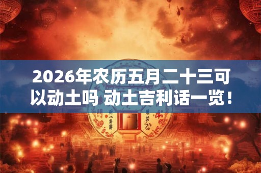 2026年农历五月二十三可以动土吗 动土吉利话一览！