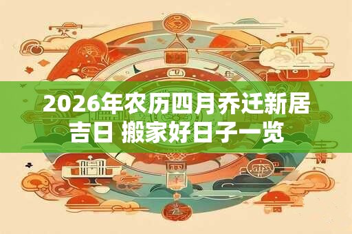2026年农历四月乔迁新居吉日 搬家好日子一览