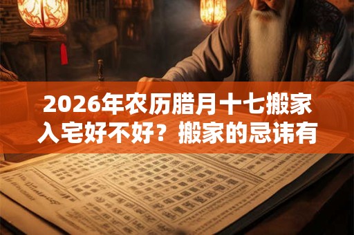 2026年农历腊月十七搬家入宅好不好?搬家的忌讳有哪些? 2026年农历腊月十七搬家入宅好不好?搬家的忌讳有哪些?