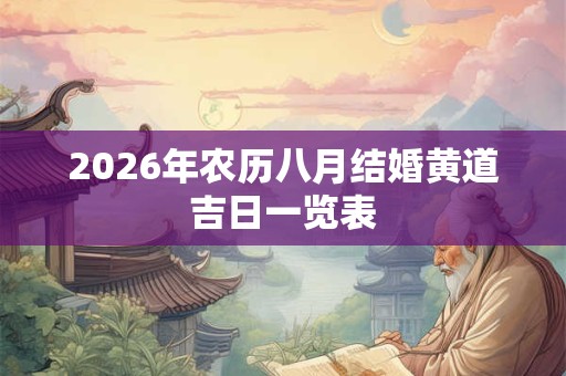 2026年农历八月结婚黄道吉日一览表