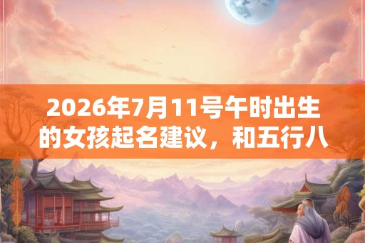 2026年7月11号午时出生的女孩起名建议，和五行八字！