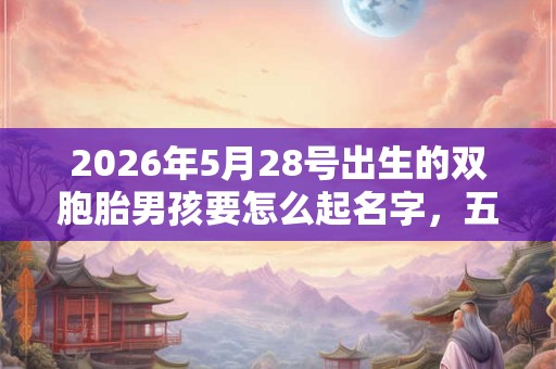 2026年5月28号出生的双胞胎男孩要怎么起名字，五行属什么