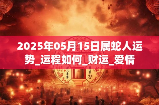 2025年05月15日属蛇人运势_运程如何_财运_爱情