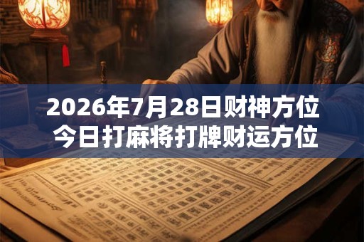 2026年7月28日财神方位 今日打麻将打牌财运方位！