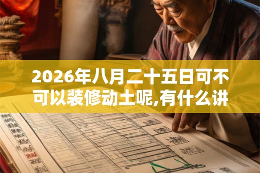 2026年八月二十五日可不可以装修动土呢,有什么讲究？