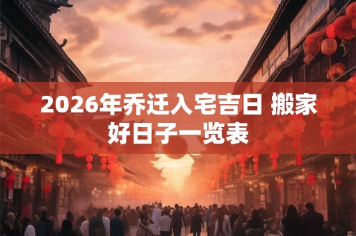 2026年乔迁入宅吉日 搬家好日子一览表