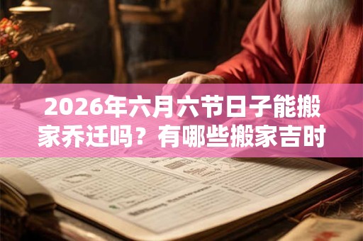 2026年六月六节日子能搬家乔迁吗？有哪些搬家吉时？